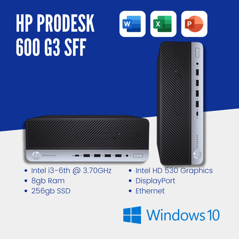 Used) HP Prodesk 600 G3 i3-6th @ 3.70GHz 8GB RAM 256GB SSD + 500GB