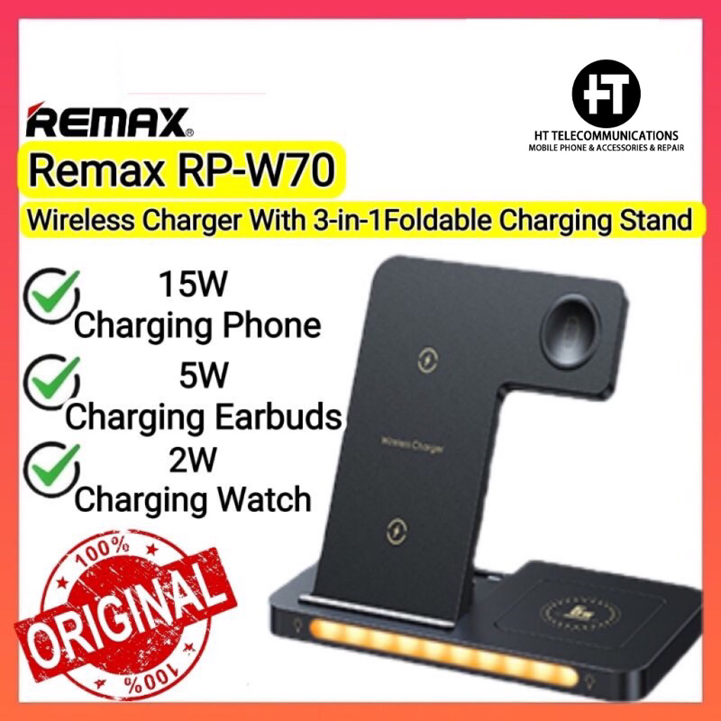 Remax RP-W70 Wireless Charger With 3-in-1 Night Light Foldable Charging ...