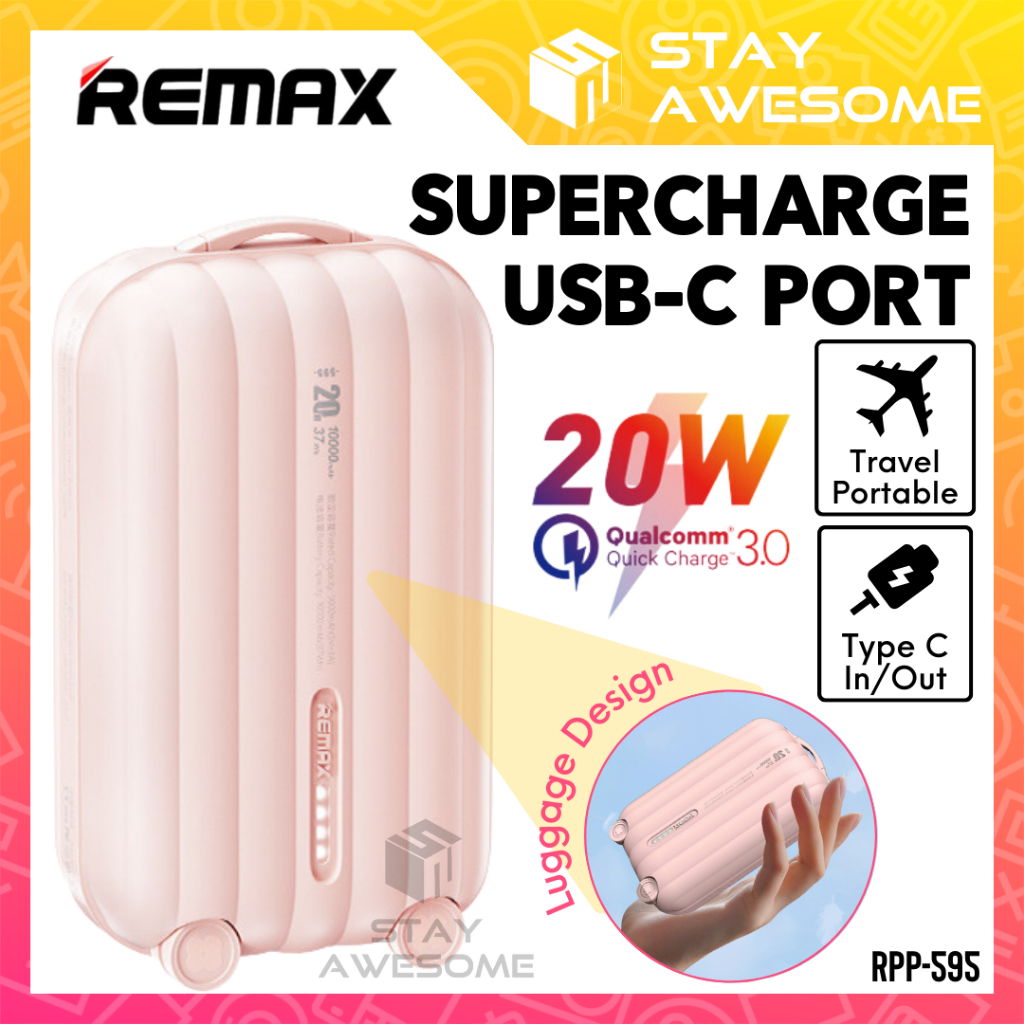 REMAX Mini Pink Powerbank PD Fast Charging 10000mAh Type USB C Output ...