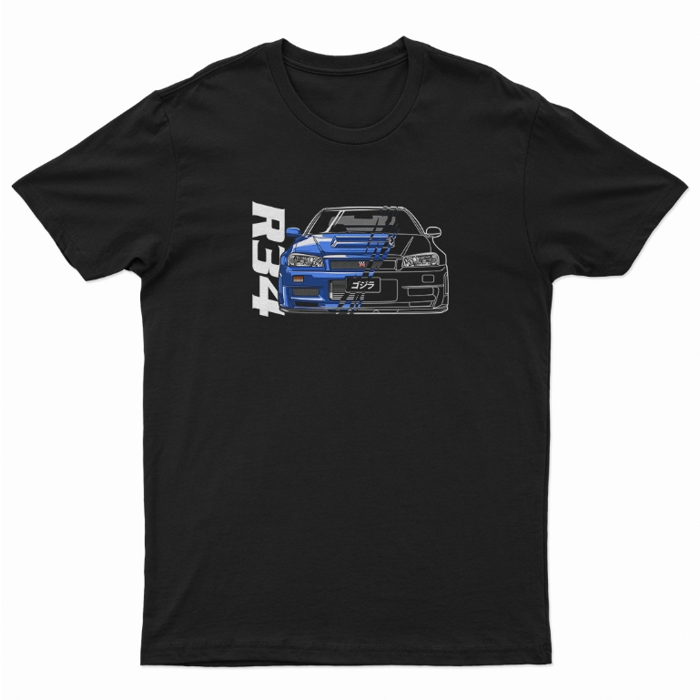 Baju SKYLINE R34 GTR T Shirt 100% Cotton Premium Kain Tebal | Shopee ...