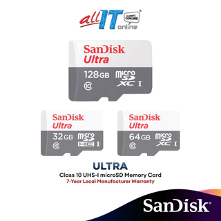 SanDisk Ultra Class 10 UHS-I microSD Memory Card  - (32GB/64GB/128GB)(Max R: 100MB/s)(SDSQUNR) NO SD ADAPTER