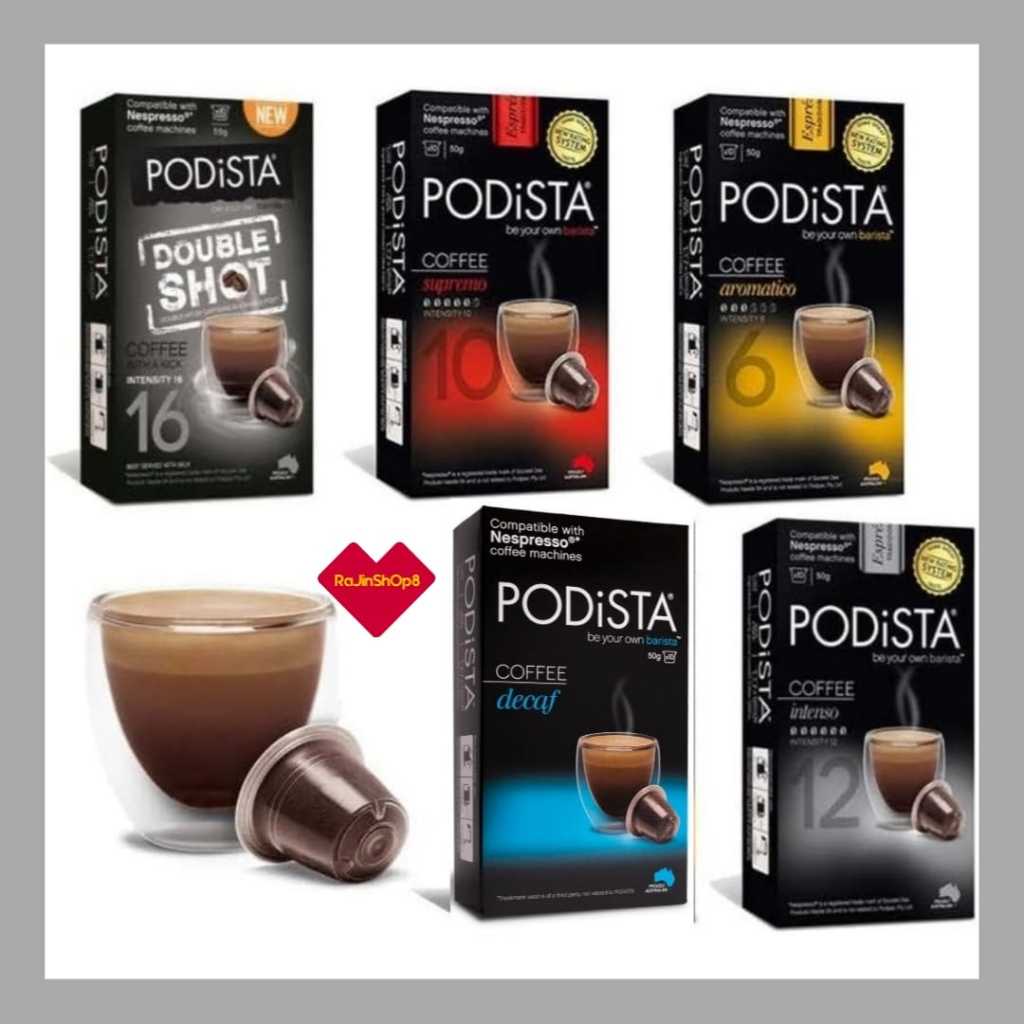 PODISTA Coffee Pods Nespresso Compatible Decaf / Double Shot