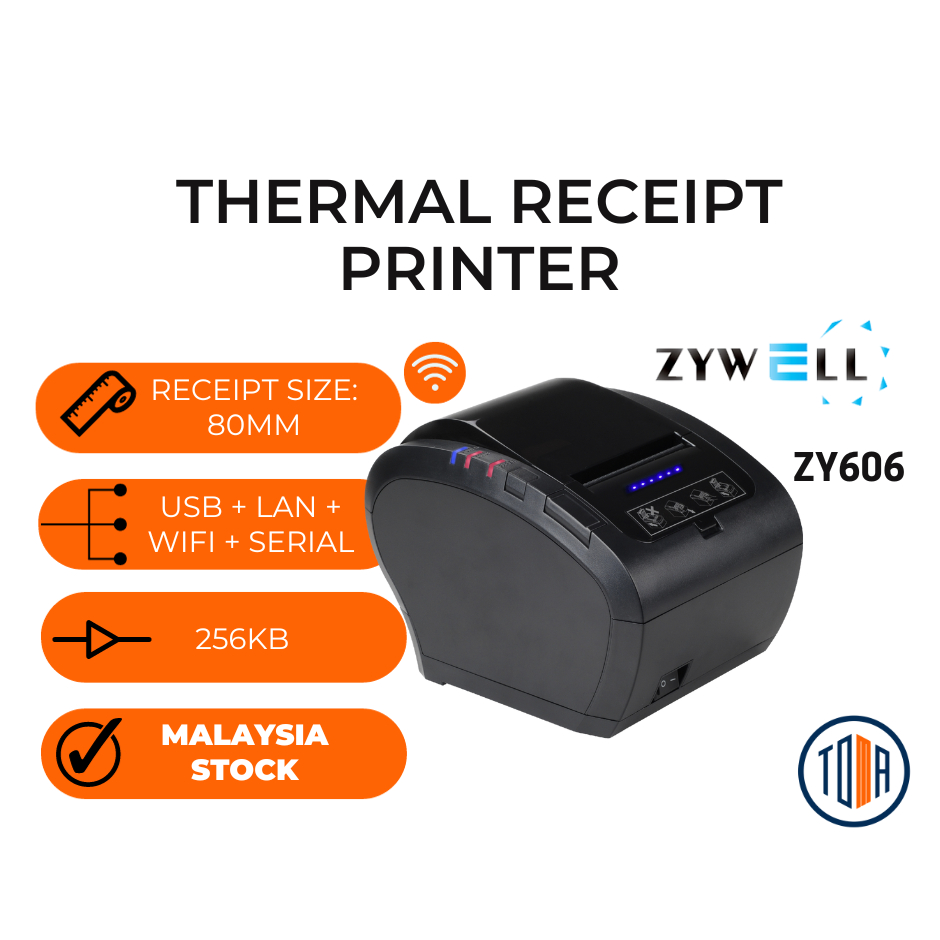 Zywell ZY606 Thermal Receipt Printer 80mm (USB+Serial+Lan+WiFi / USB ...