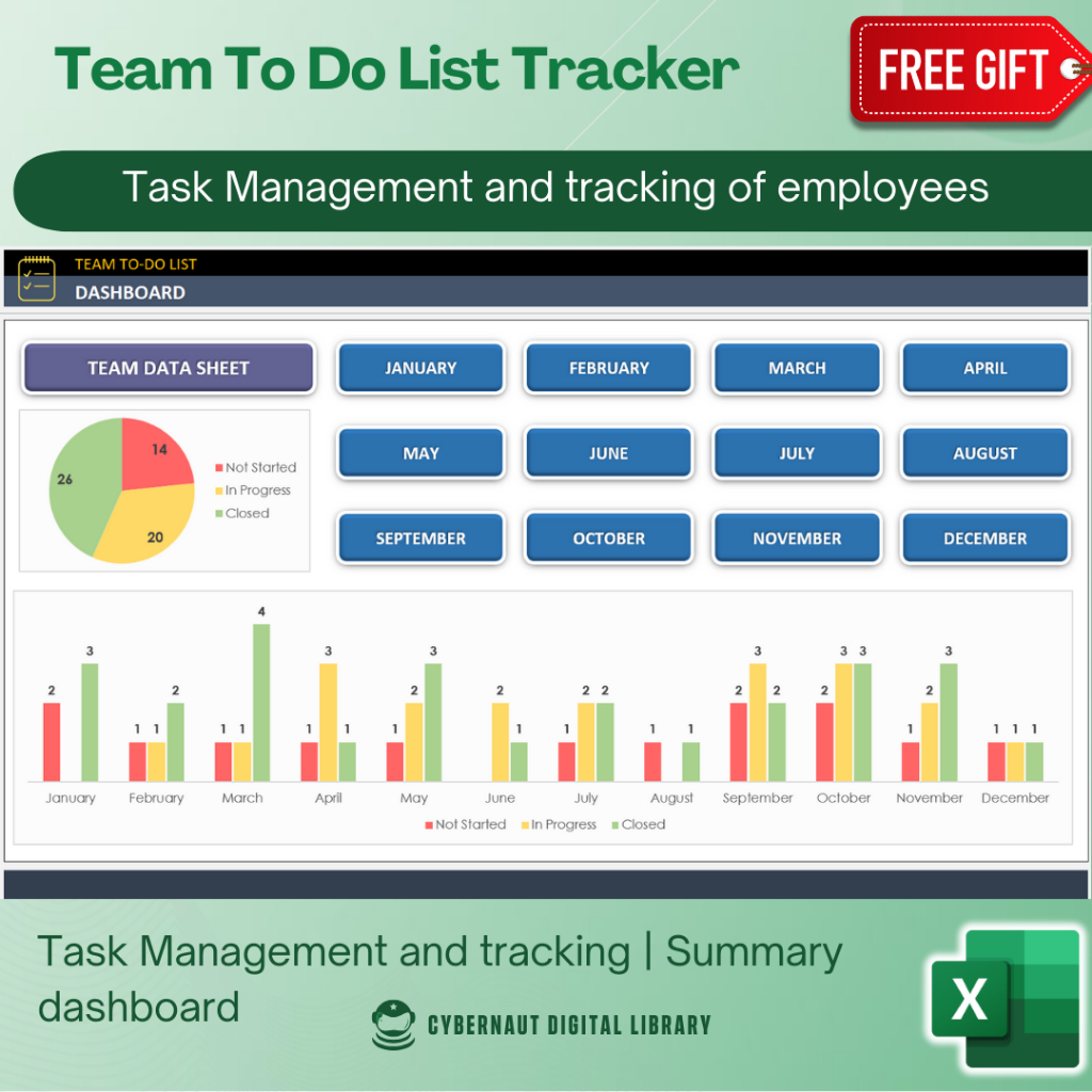 Excel Template - Team Task Management To Do List Tracker (Free 12-in-1 ...