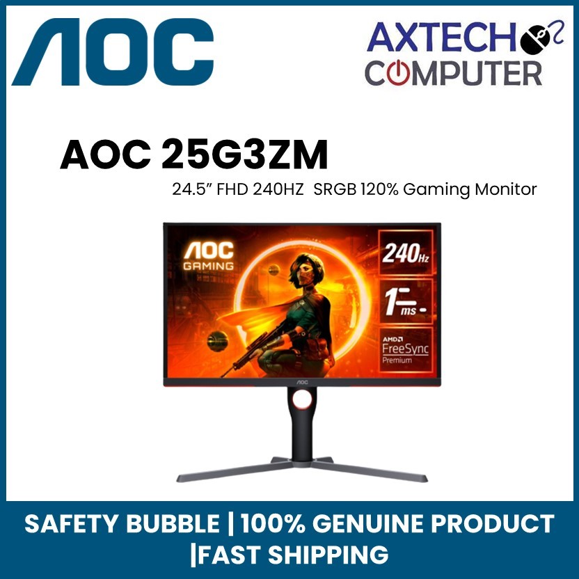 AOC 25G3ZM 24.5" FHD 240Hz Gaming Monitor ( HDMI, DP, 3 Yrs Warranty