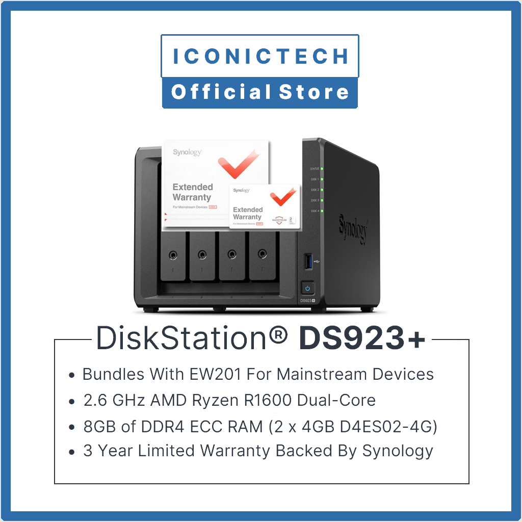 Synology DiskStation DS923+ 0TB (Default 4GB + 4GB D4ES02-8GB+EW201 ...