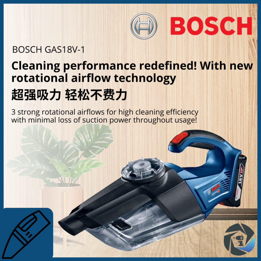 BOSCH 18V GAS18V 1 CORDLESS VACUUM CLEANER 0.7L SOLO SET