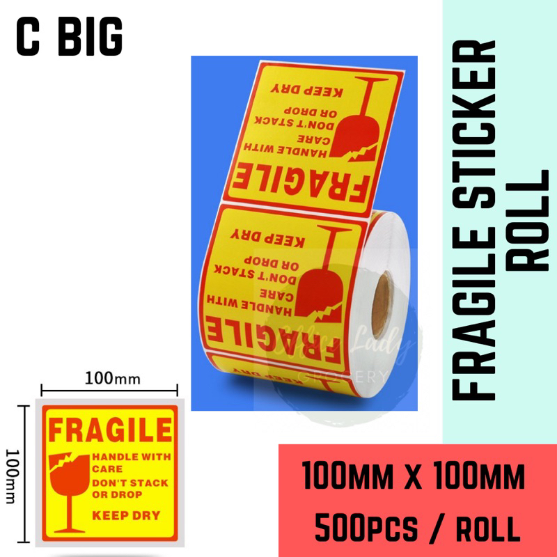 PCS FRAGILE STICKER WARNING LABEL ROLL POSLAJU COURIER