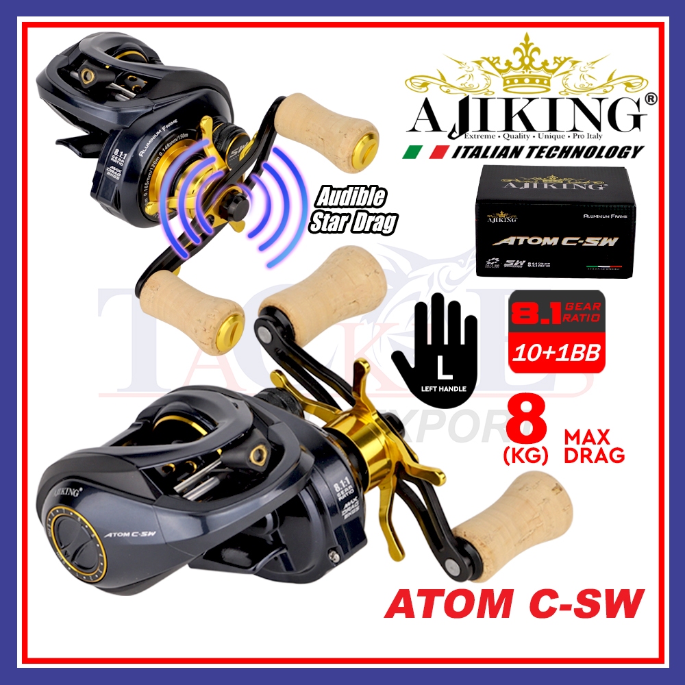 Ajiking Atom C SW Mesin Pancing Baitcasting | Left handle Kiri ...