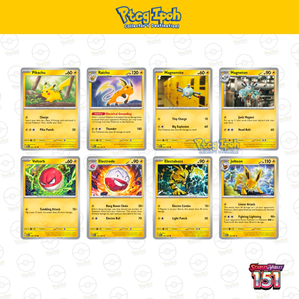 [Pokémon TCG] Pokemon 151 Pikachu, Raichu, Electabuzz, Jolteon