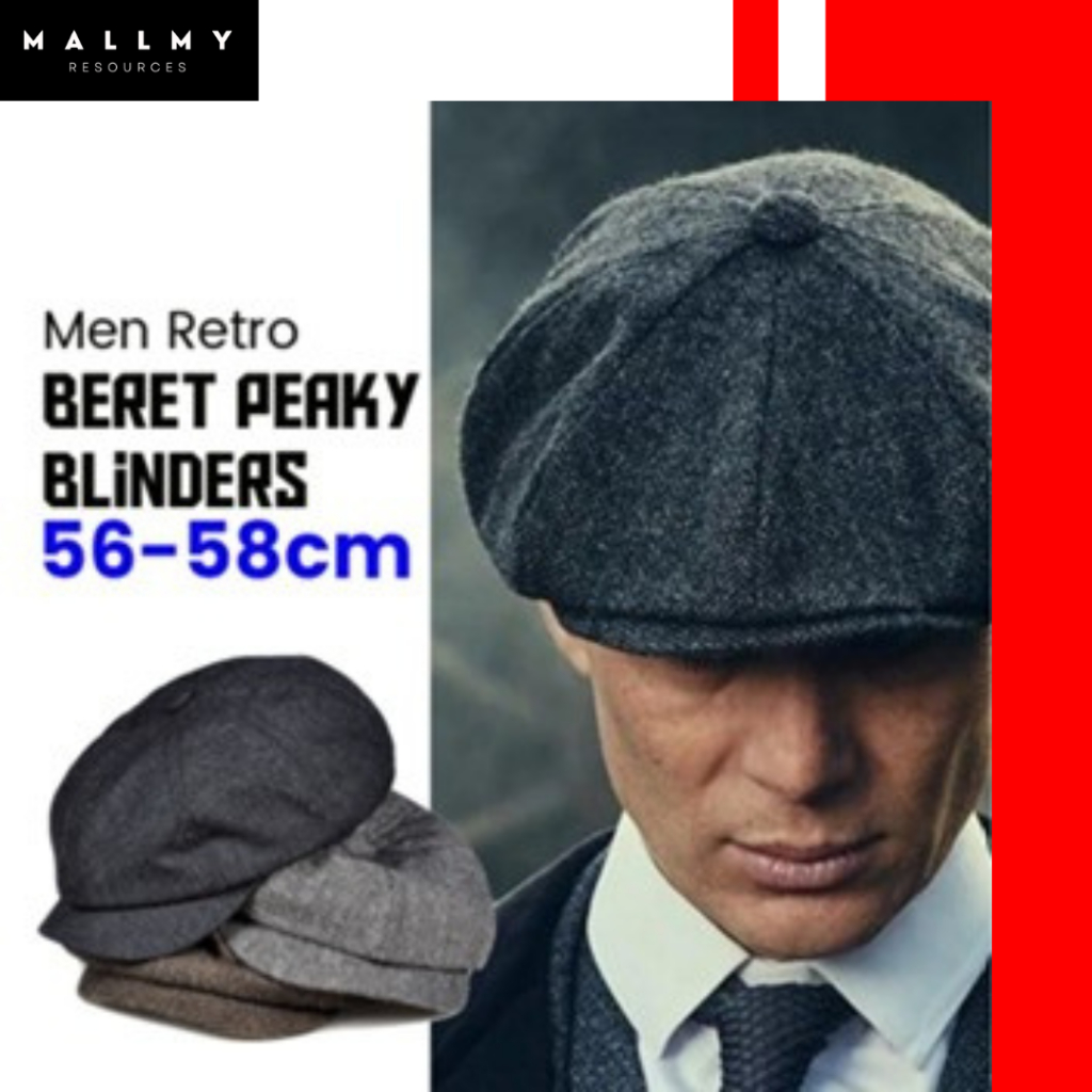 Men Retro Beret Peaky Blinders Wool Blend Vintage Herringbone Newsboy Hat Flat Cap Men Casual by