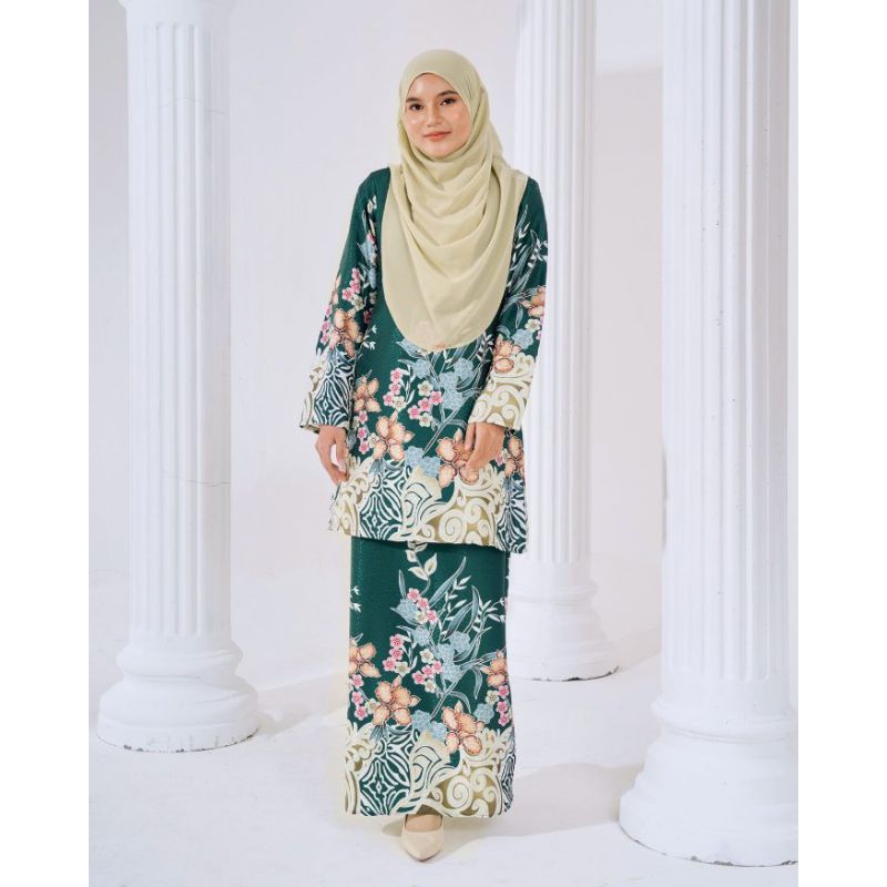 Baju Kurung Modern Batik Sultanah 30 Kirana Emerald Green By Luvla Shopee Malaysia 0456