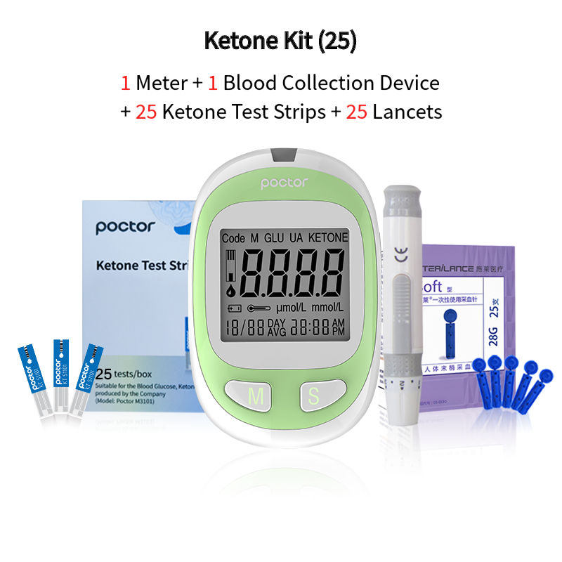 Lepu Medical 3 in 1 Blood Glucose Ketone Uric Acid Meters Multifunction Monitor Poctor M3101