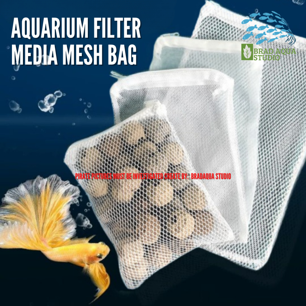 AQUARIUM Filter Media Bag Nylon Mesh Bag Net Bag Zipper 20x15cm ...