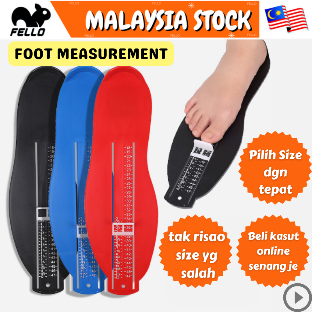 🇲🇾Adult Kid Foot Measurement Device Shoe Size Ruler Gauge Ukur Tapak ...