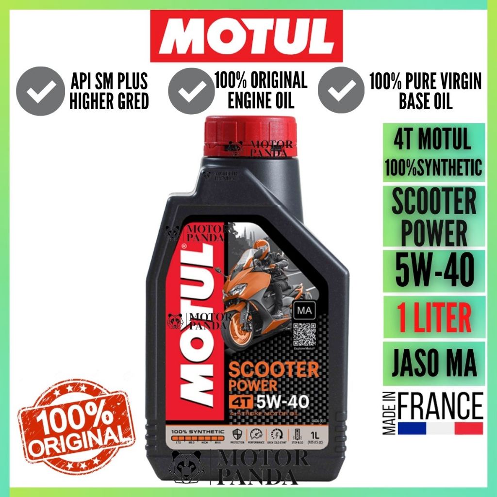 MOTUL Scooter Power 5W 40 1 Litre Synthetic Lubricant Oil Ori Enjine