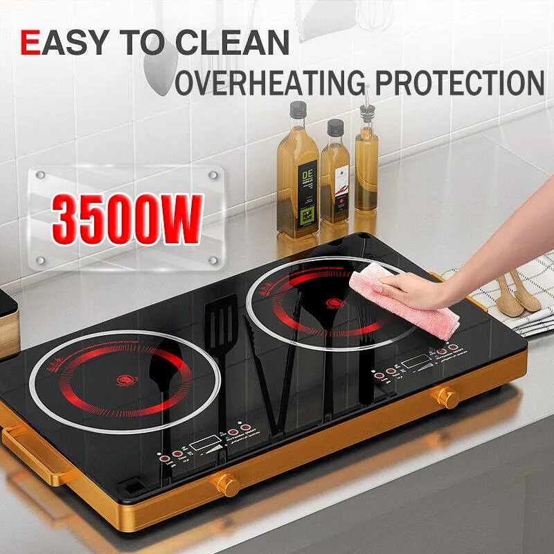 3500W Intelligent Electric Ceramic Stove Highpower Induction Cooker Timing Heating Doublehead