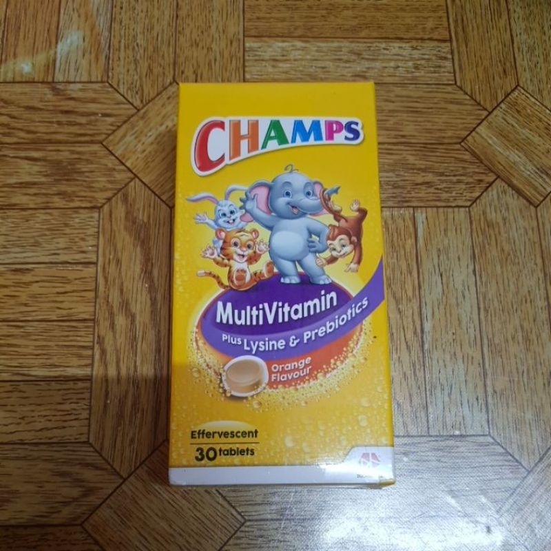 Champs Multivitamin + Lysine & Prebiotic Effervescent Tablets (Orange