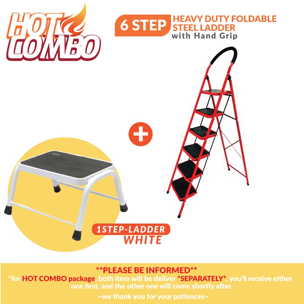 3/4/5/6 Heavy Duty Step Ladder Foldable Stool Ladder With Handle Tangga Lipat Murah Lightweight Folding Ladder Stool