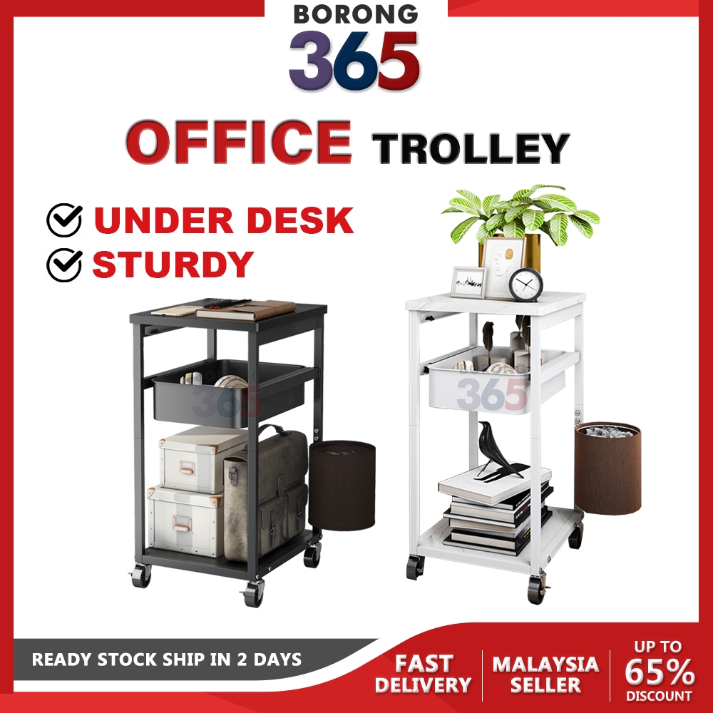 Borong365 Steel Office Storage Under Table Rack Kitchen Trolley Troli Rak Dapur Rak Penyimpanan