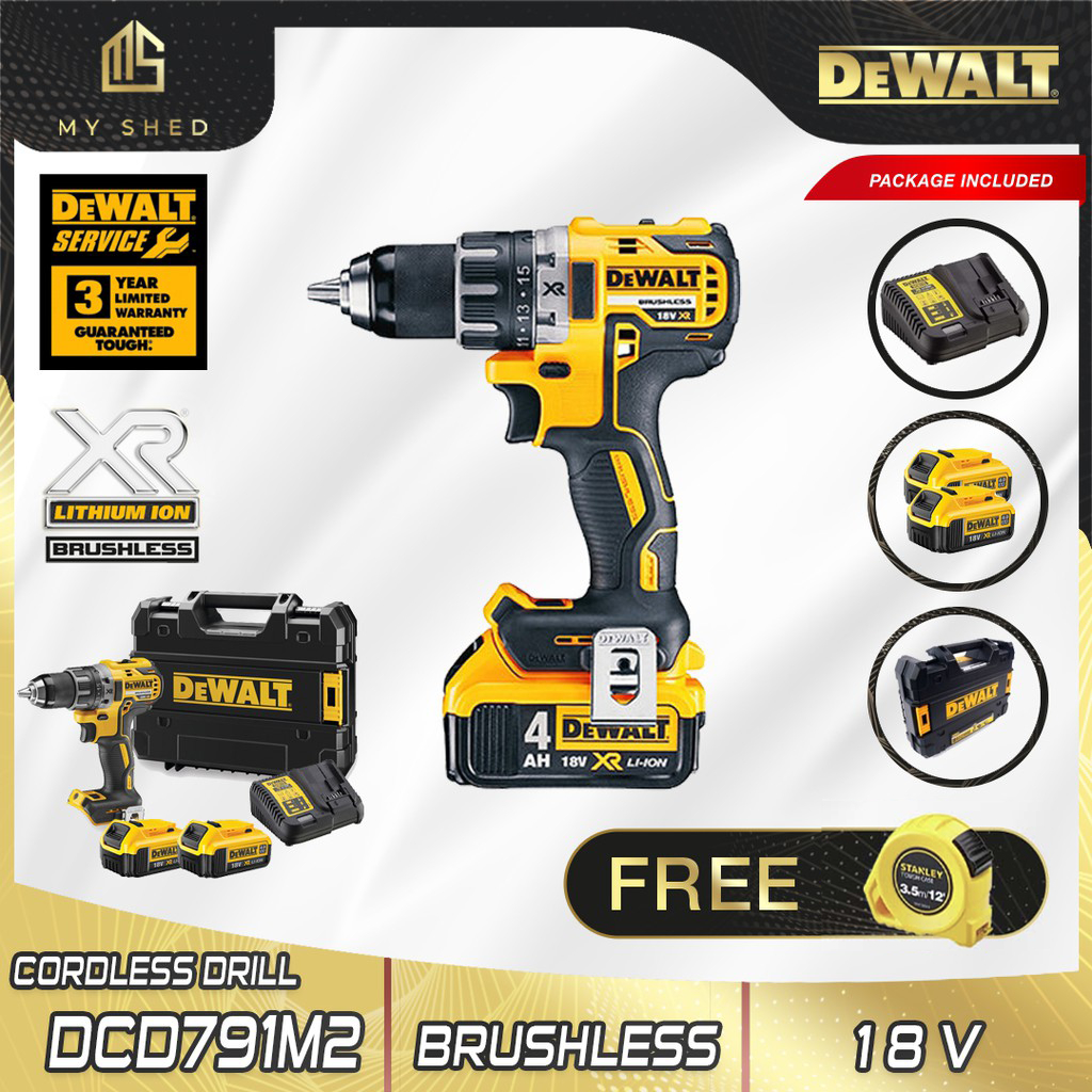 DEWALT DCD791M2-B1 18V Brushless Cordless Compact Drill Driver (DCD791 ...