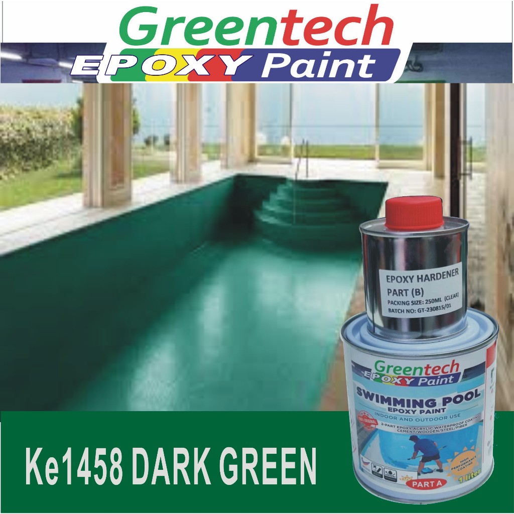 KE1458 DARK GREEN ( GT Swimming Pool Epoxy ) Pond Paint Cat Kolam ...