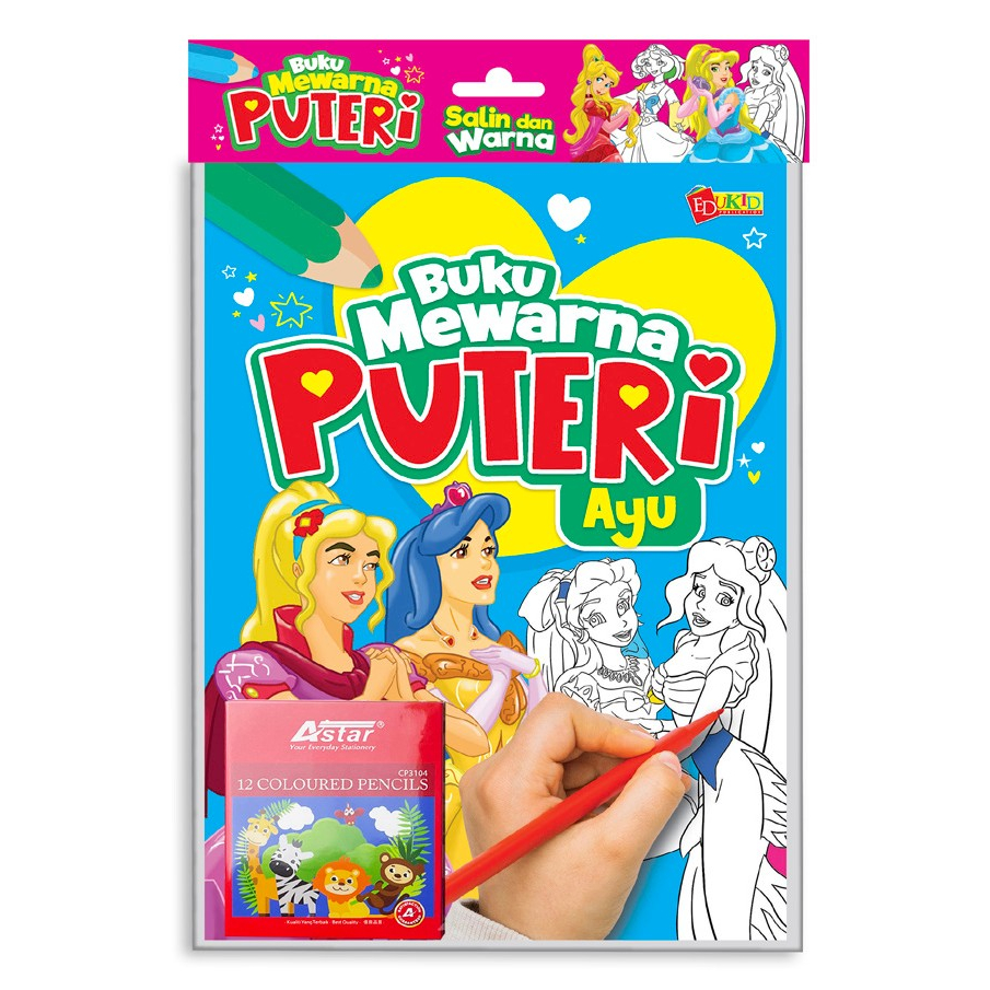 BUKU MEWARNA PUTERI + PENSEL WARNA - Buku Mewarna Kanak -Coloring Books ...