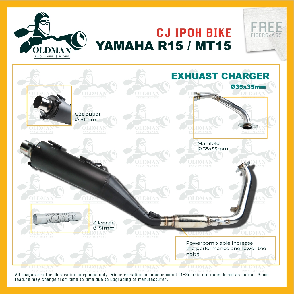 Exhaust CJ IPOH BIKE R15/MT15/R15M EXHAUST CHARGER cutting standard ...