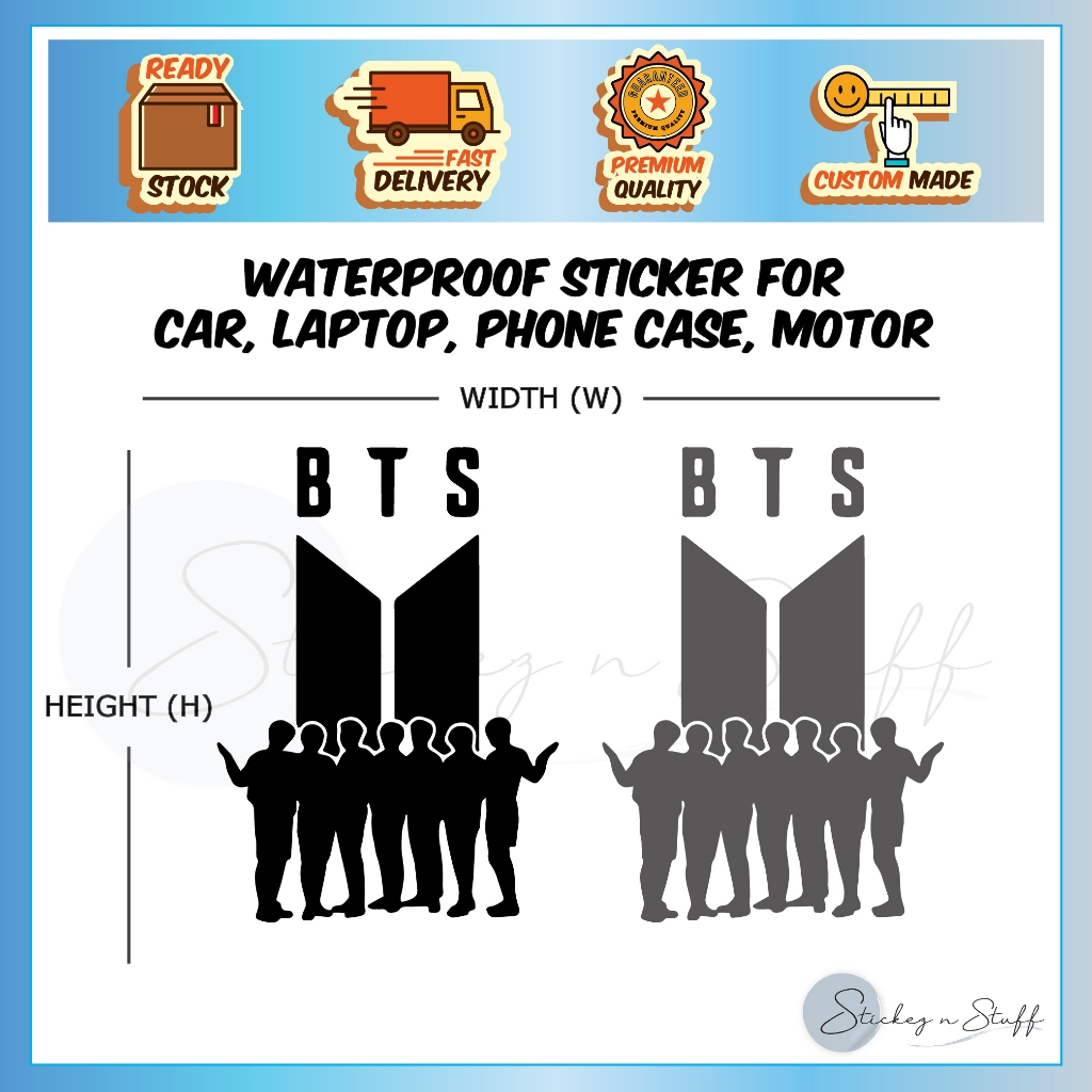 [D3] BTS Logo KPop Korea Sticker Reflective Stiker Waterproof Pantulan ...
