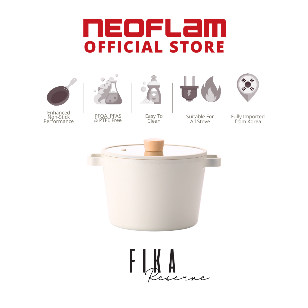 NEOFLAM FIKA RESERVE Healthy Ceramic Coating 22cm Deep Casserole