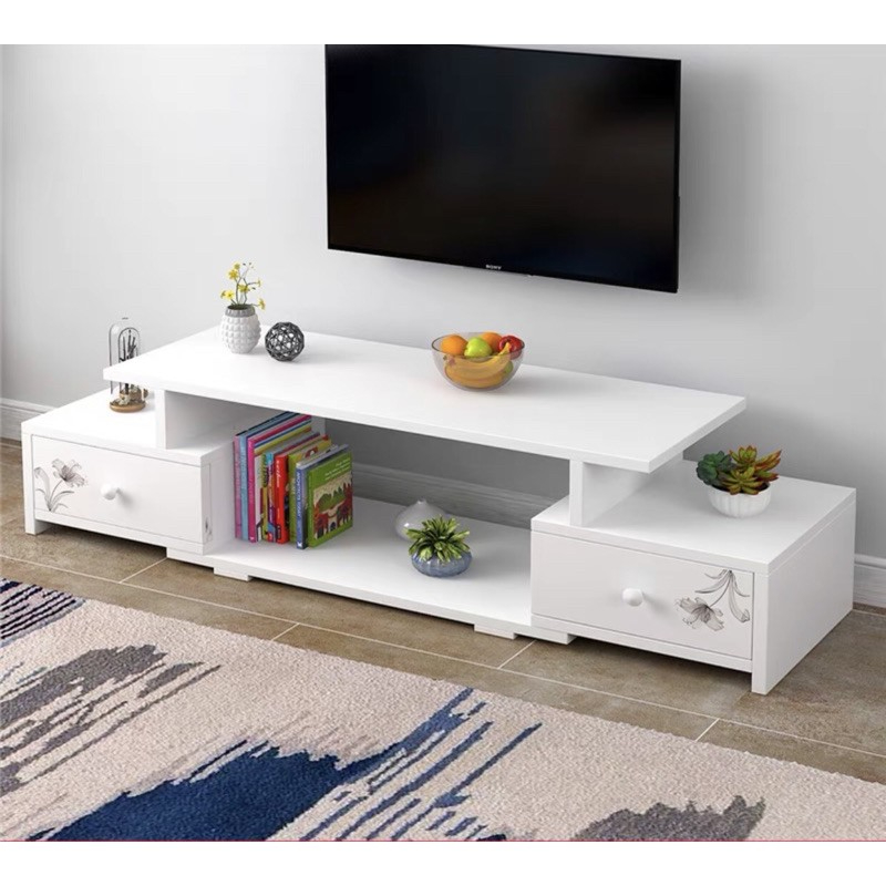 Style TV Multifunctional TV Rack TV Console Solid Wood White