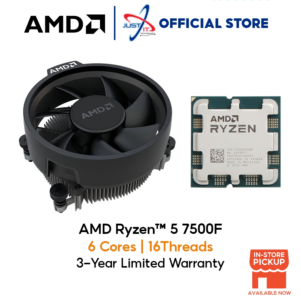 AMD Ryzen 5 7500F AM5 CPU Processor R5 7500F 3.7 GHz 6-Core 12-Thread 32MB  65W