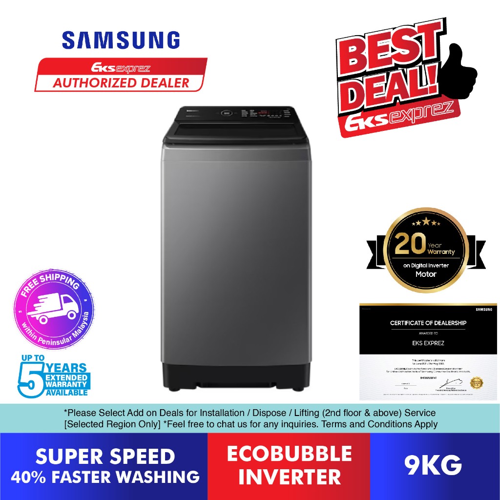 Samsung WA4000C Top Load Inverter Washing Machine (9kg) WA90CG4545BDFQ ...