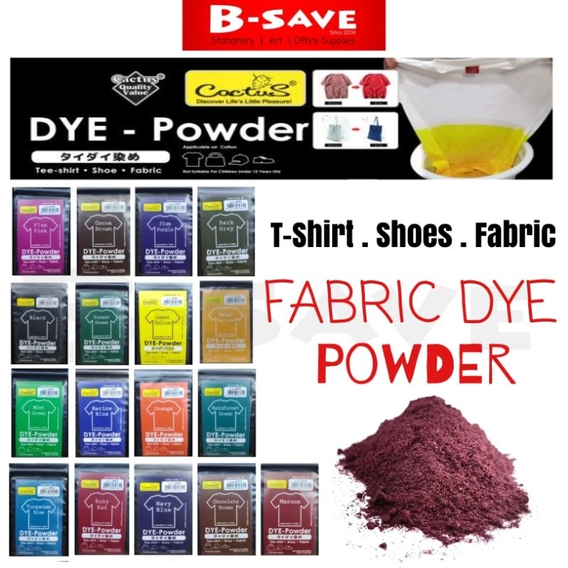 Cactus Dye Powder Fabric Dye T-Shirt Shoes Kain Dye Warna 12gsm ...
