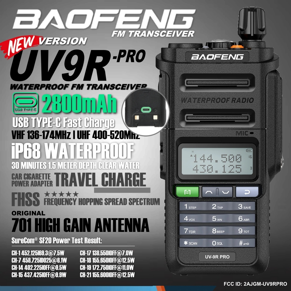 BAOFENG Waterproof Walkie Talkie - Black UV9R-PRO | Shopee Malaysia