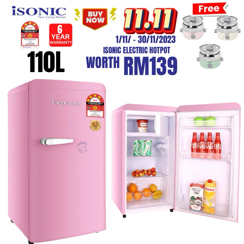 Isonic Single Door Vintage Refrigerator | Mini Bar - Pink ISR-BC110LH ...