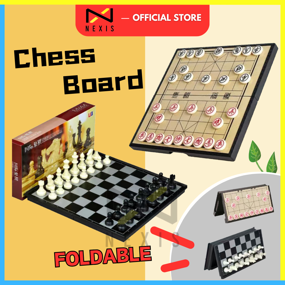 Chess Board Game Magnetic Folding Chinese Chess Board 国际象棋/中国象棋棋盘 ...