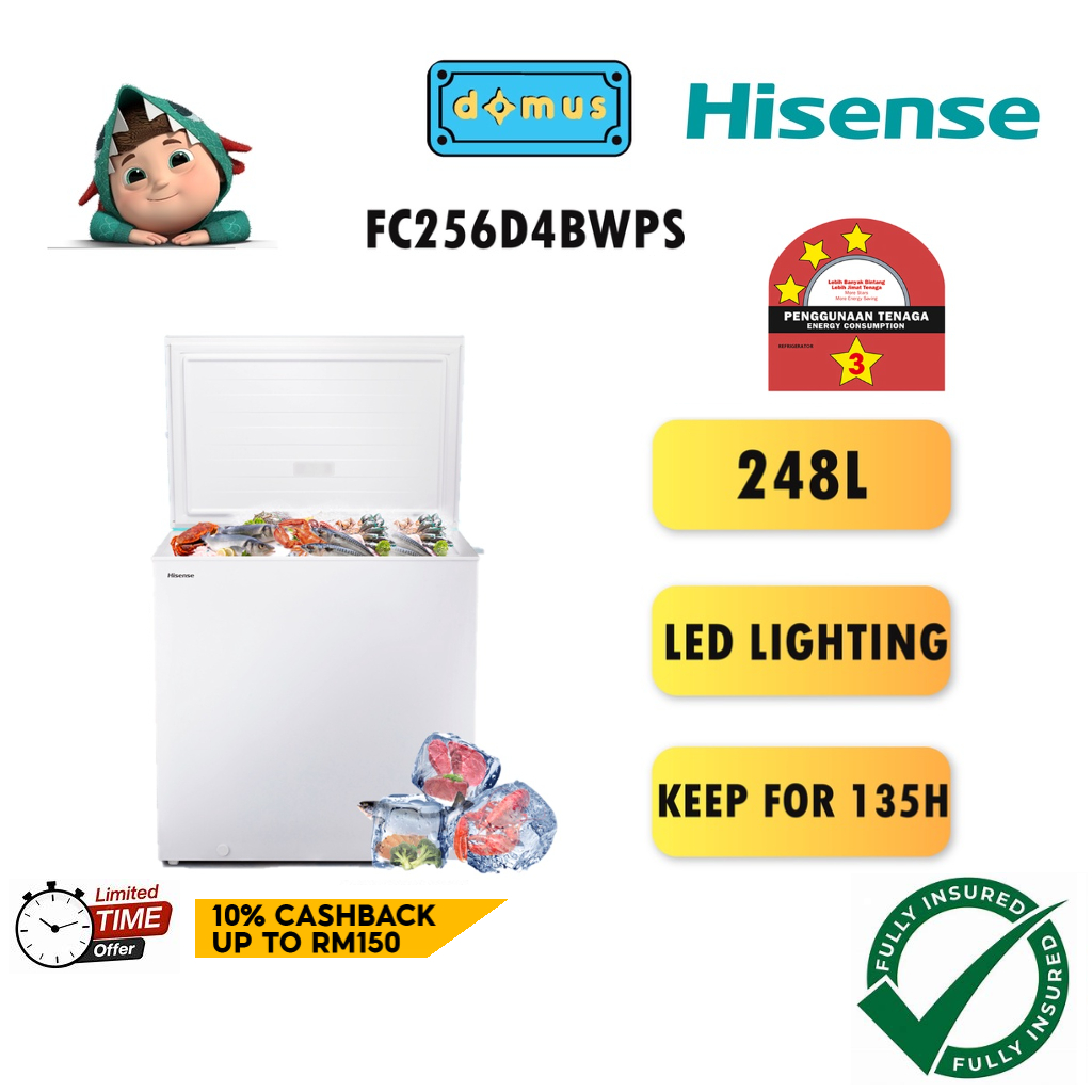 3 STAR Hisense Chest Freezer 248L Peti Freezer Murah Deep Freezer Mini