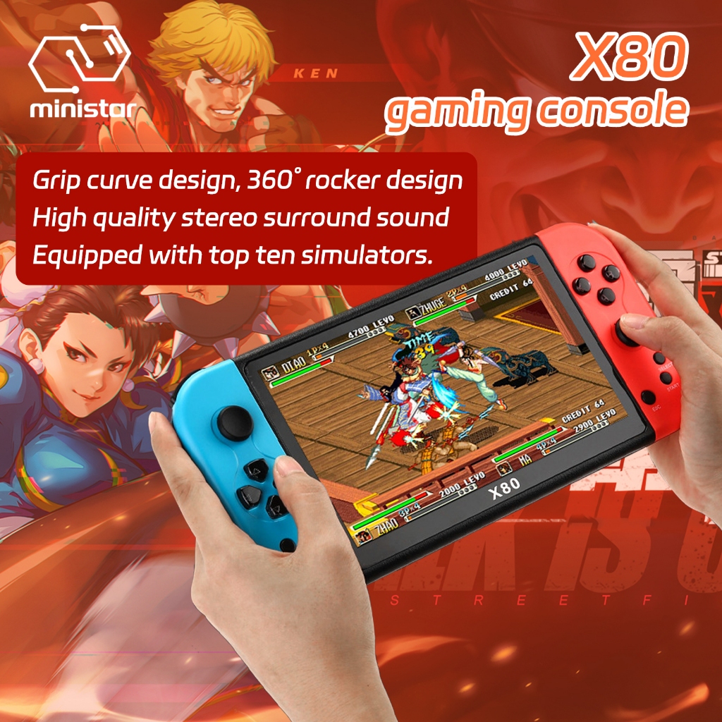 New 7inch X80 handheld game console arcade PS1 emulator largescreen