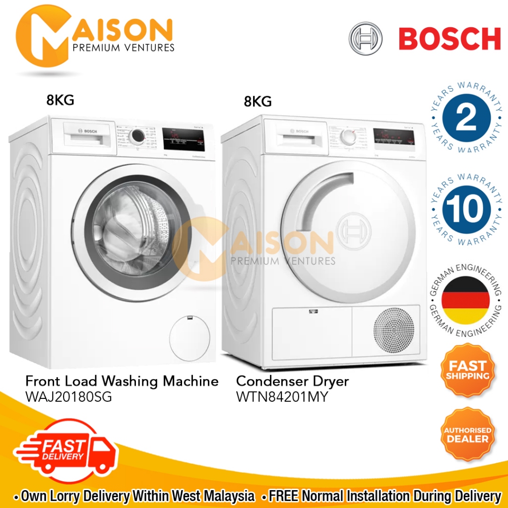 Bosch Series 4 Inverter Front Load Washer 8KG WAJ20180SG
