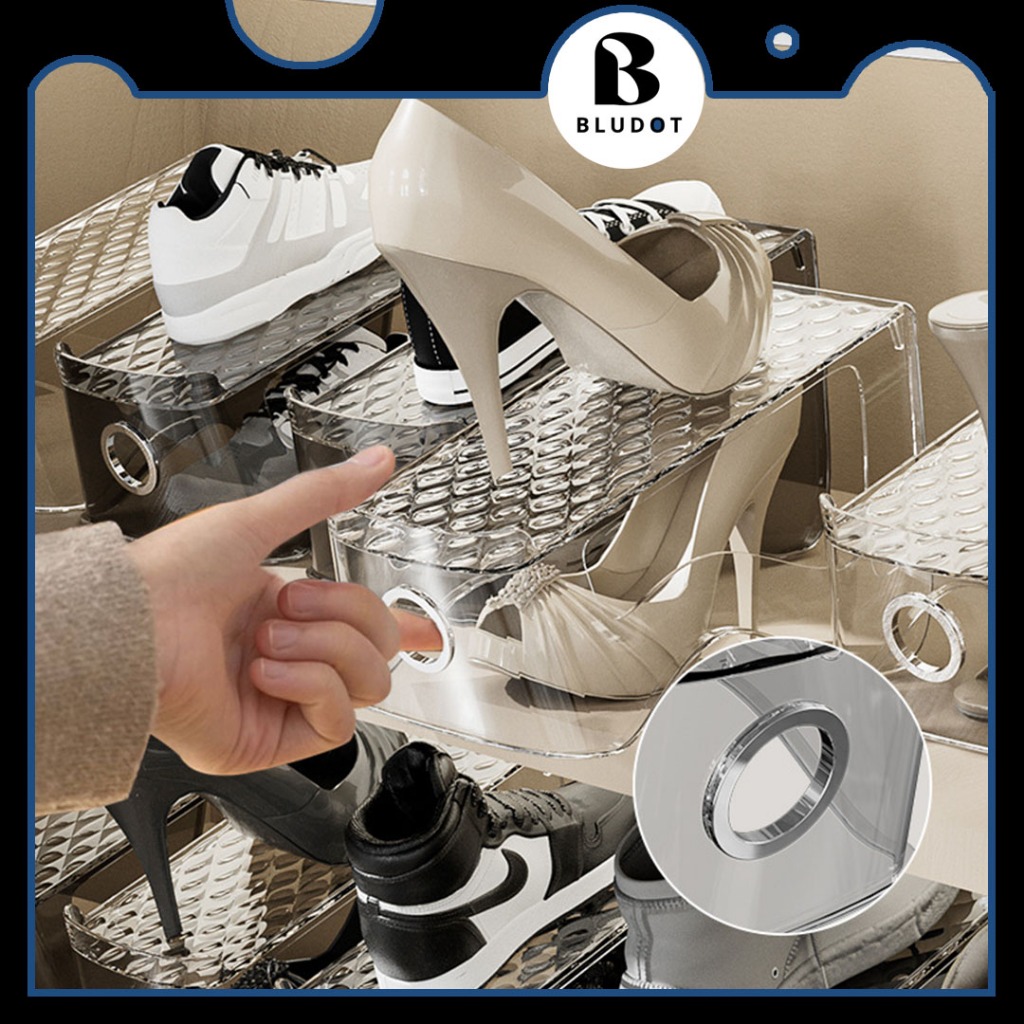 SHOE ORGANIZER MURVEL SHOE STORAGE STACKABLE GREY PENYUSUN KASUT SHOE
