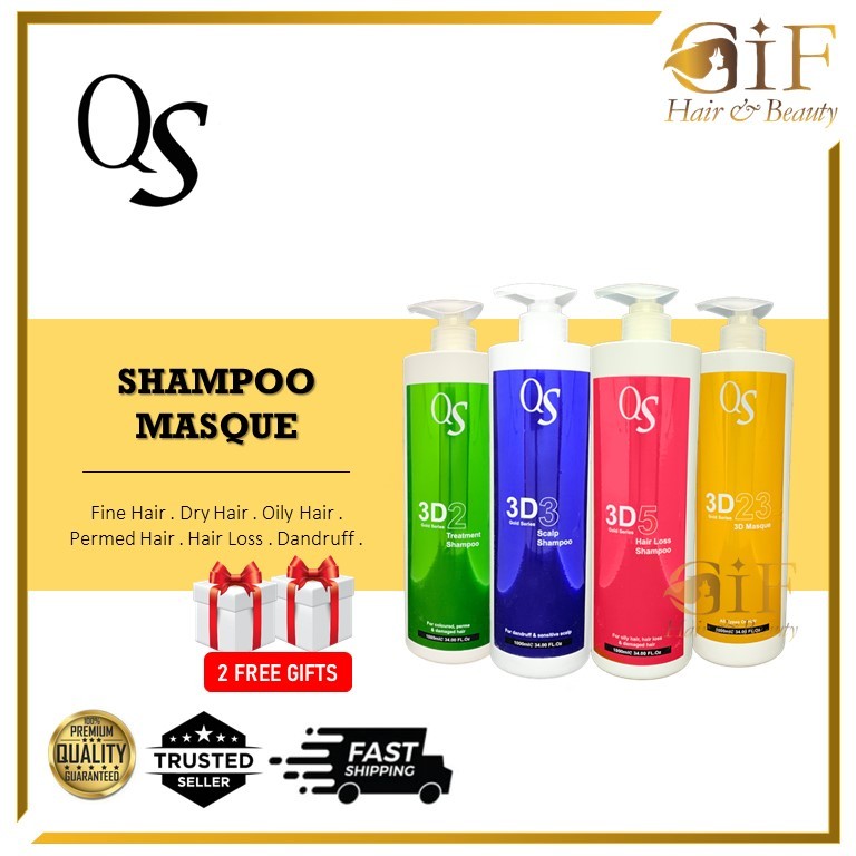 (2 FREE GIFTS) QS Gold Series 3D 2 Treatment / 3 Scalp / 5 Hair Loss