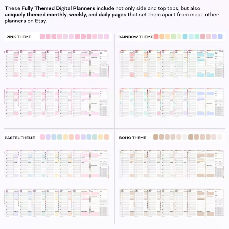 Undated pink digital planner for GoodNotes, iPad, Notability, and ...