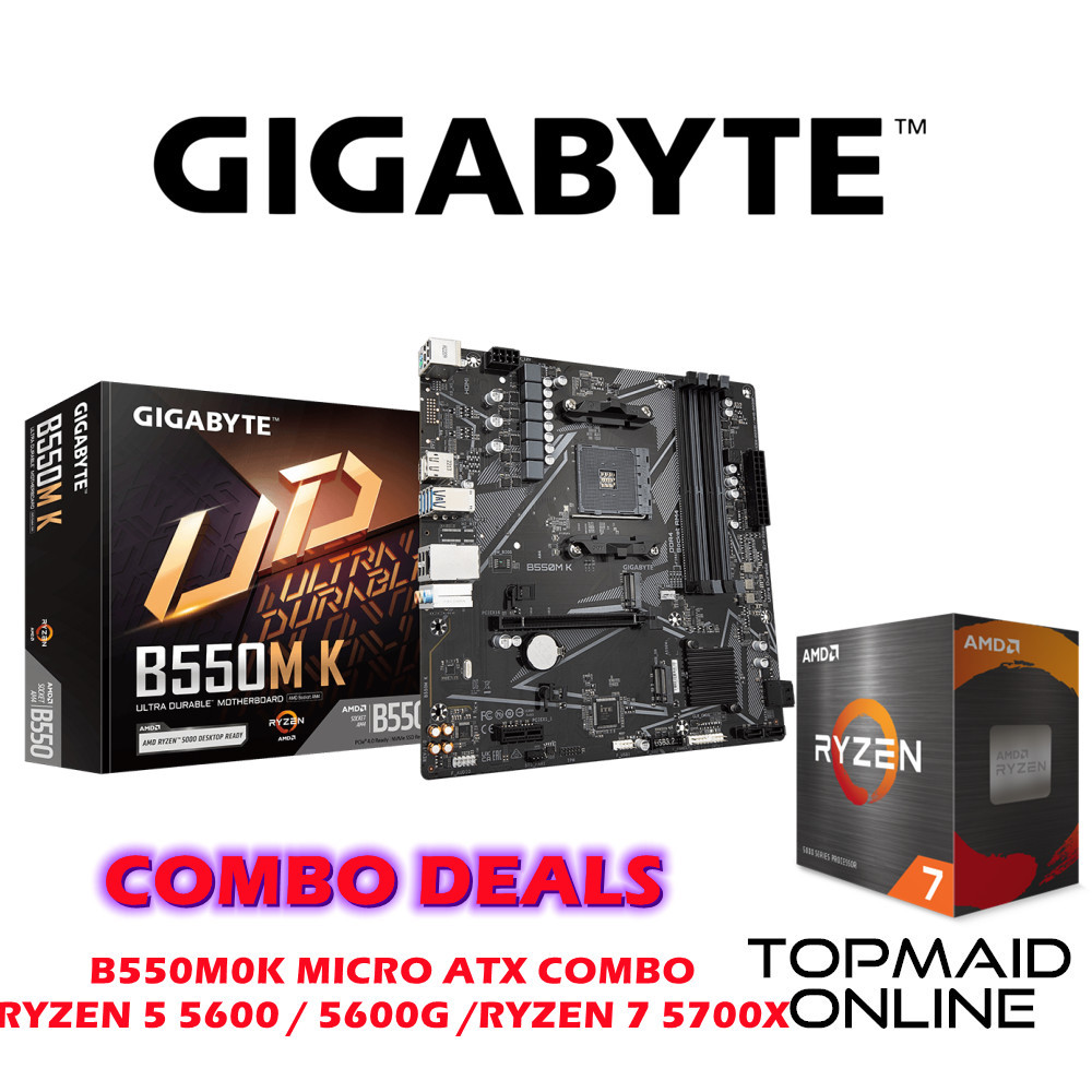 GIGABYTE B550MK AMD AM4 MICRO ATX MOTHERBOARD COMBO RYZEN 5 5600