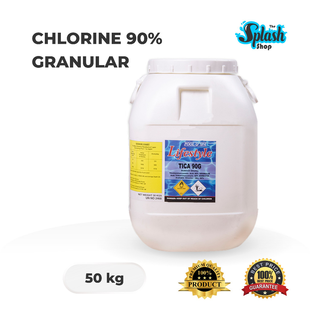 𝐒𝐏𝐋𝐀𝐒𝐇 - CHLORINE 90% GRANULES/GRANULAR - 50KG/DRUM | Shopee Malaysia