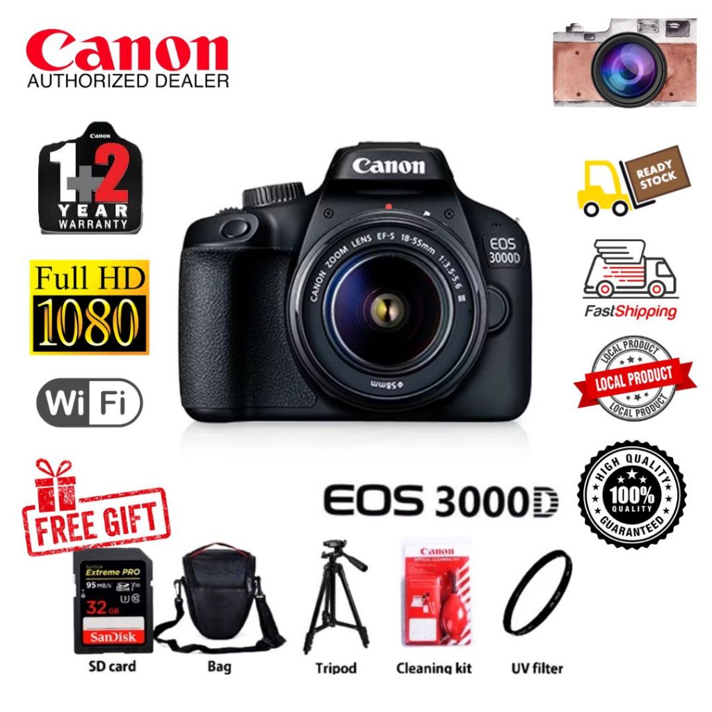Canon EOS 3000D DSLR Camera Kit EF S1855 III （ 3 Year Warranty