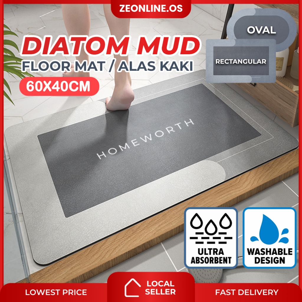 Super Absorbent Diatom Mud Pad Floor Mat Kitchen Toilet Bath Pad Non ...