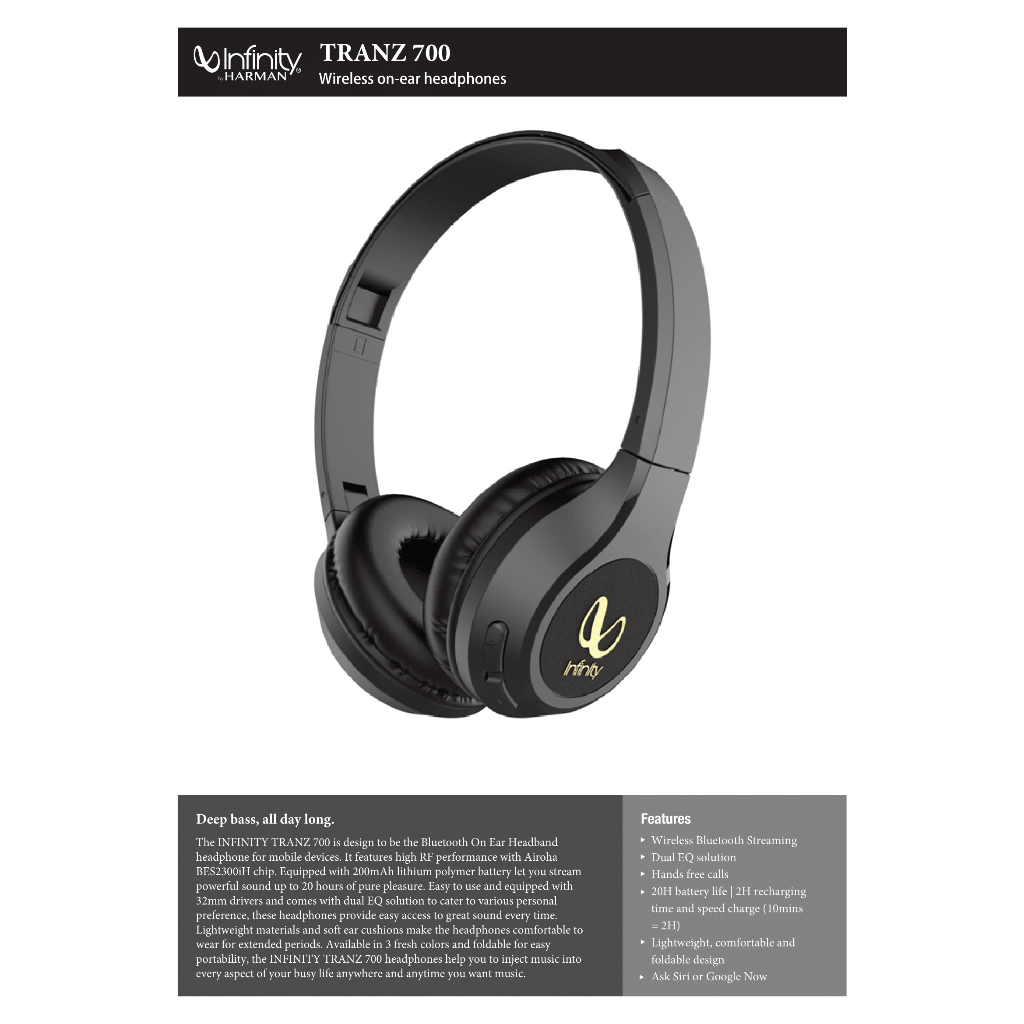 Infinity Tranz 700 Infinity Jbl Bluetooth Headphones Infinity By