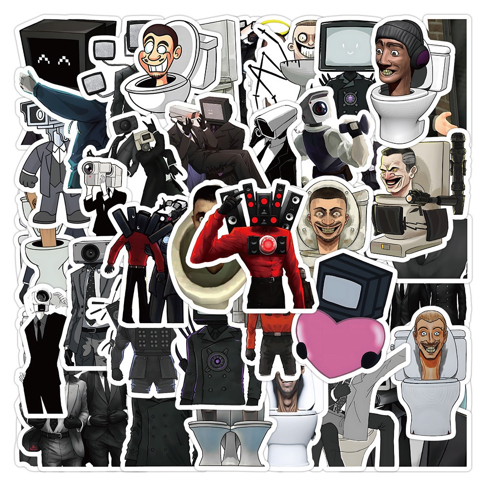53PCS SKIBIDI TOILET VS CAMERAMAN Vinyl Decal graffiti STICKERS bomb ...