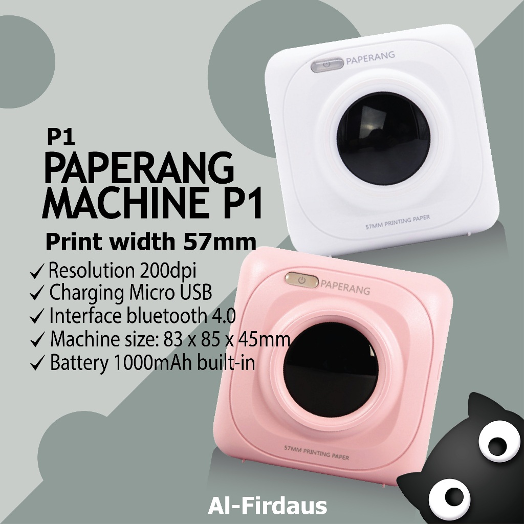 PAPERANG P1 57mm Wireless Printer Bluetooth for Print Receipt, School ...